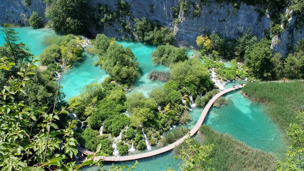 Plitvice lakes arial view